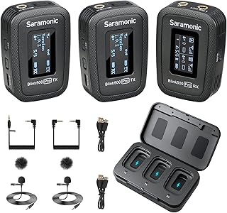 Saramonic Upgraded Blink500 Pro B2 2.4GHz Dual-Channel Wireless Lavalier Microphone for DSLR Video Camera Android iPhone Tablet PC Computer Recording Facebook YouTube Podcast Vlog Interview (B2)