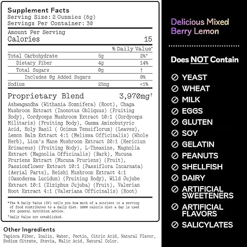 Miniatura 7 de Barker Wellness - Paquete de gomitas de hongos diurno y nocturno, sin azúcar, veganas con Reishi, melena de león, Cordyceps - Enfoque, energía,