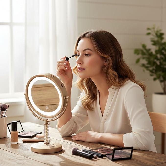 Espejo de Maquillaje con Luz Jerdon - 6X Aumento, Base Giratoria 360° miniatura 7