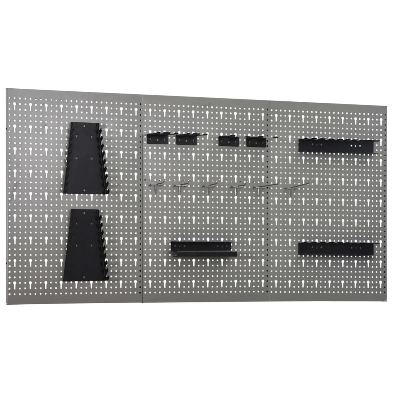 Werkzeugwand Stecktafel, Stahl Grau 40x58x1 cm, Perforierte Lochwand für Werkbank 120 cm, Werkstatt Organisation Garage 145351