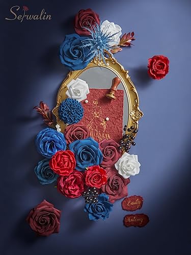 Miniatura 9 de Serwalin Flores artificiales de otoño, centros de mesa florales de seda naranja quemada, juego de ramos de flores falsas para boda, novia, baby