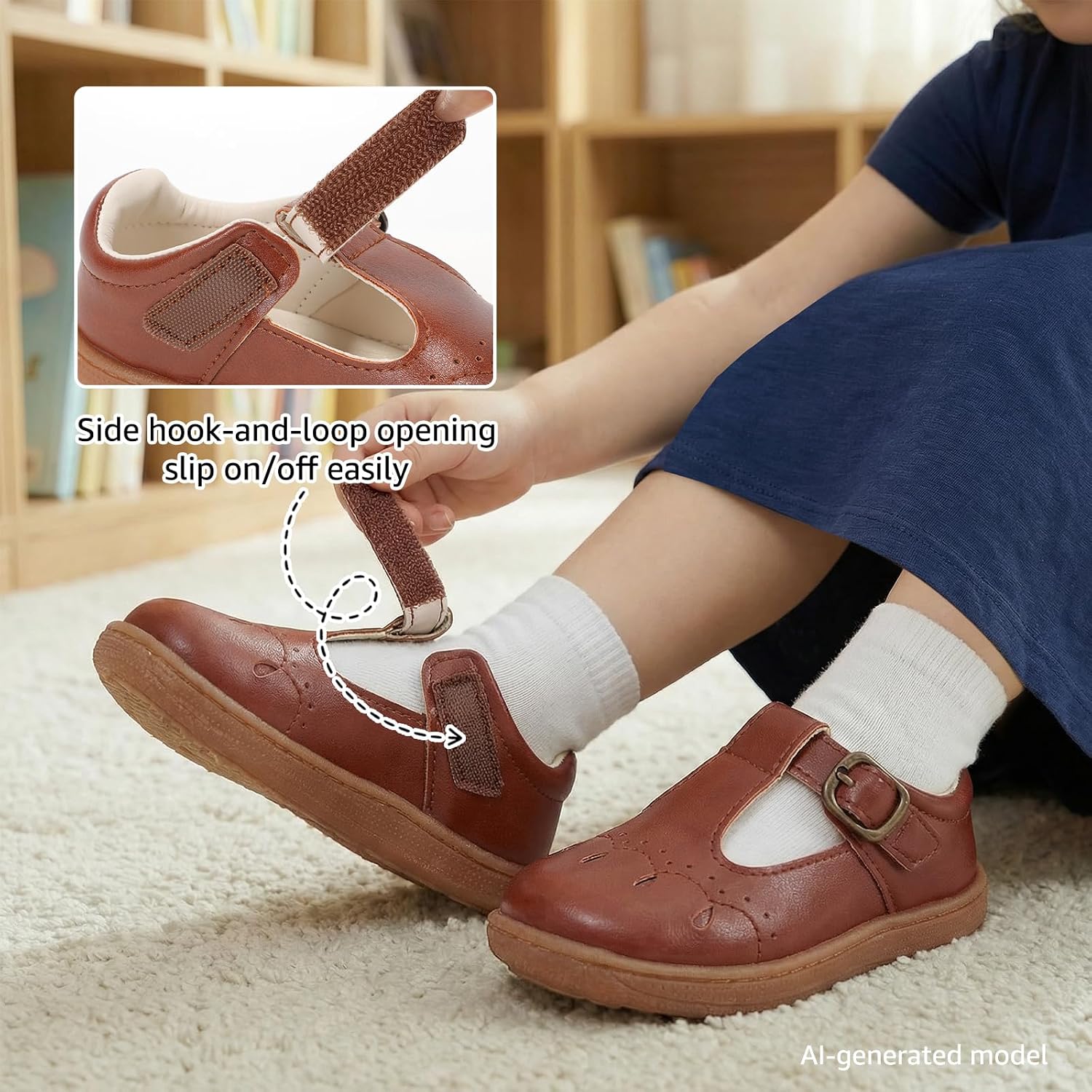 Toddler Girls Mary Jane Dress Shoes Wide Girl Ballet Flats Lightweight Non-Slip School Uniform Princess Shoe for Birthday Party Wedding Church