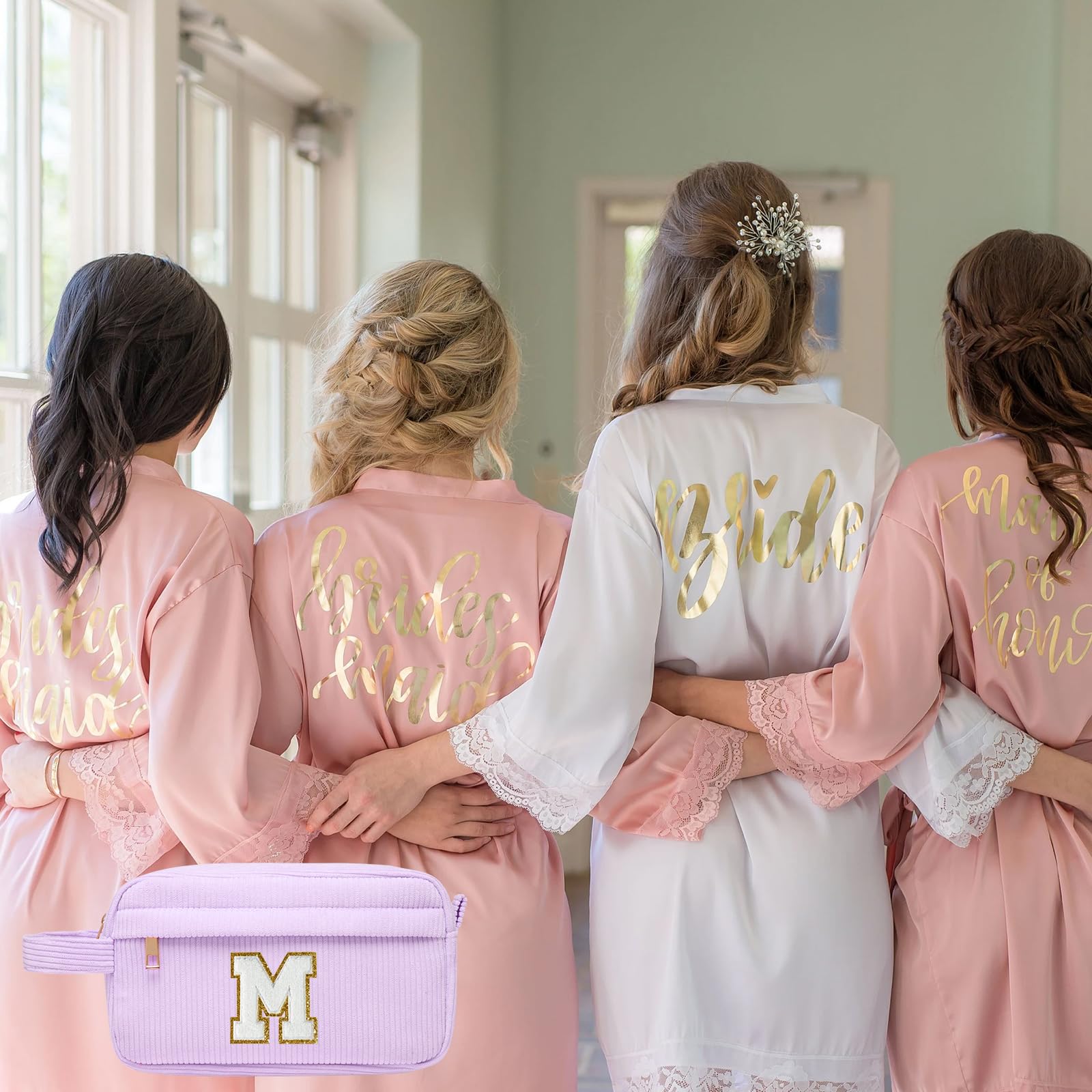 Neceser Maquillaje Mujer Personalizado Inicial, Bolsa de Cosméticos de Viaje, Gran Capacidad Neceser de Maquillaje de Pana, Regalo Cumpleaños Navidad para Mujeres Novias Mejores Amigas, Morado C — view 6