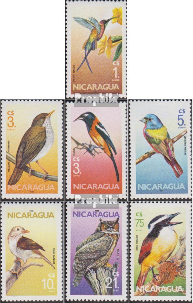 Prophila Collection Nicaragua 2637-2643 (complete.issue.) unmounted mint/never hinged ** MNH 1986 Birds (Stamps for collectors) Birds