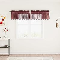 Vista 61 de UPOPO Paneles de Cortina Beige Pequeños Cortinas Transparentes de Gasa de 16 Pulgadas de Largo Cortinas de Cocina de Voile con Textura de Lino