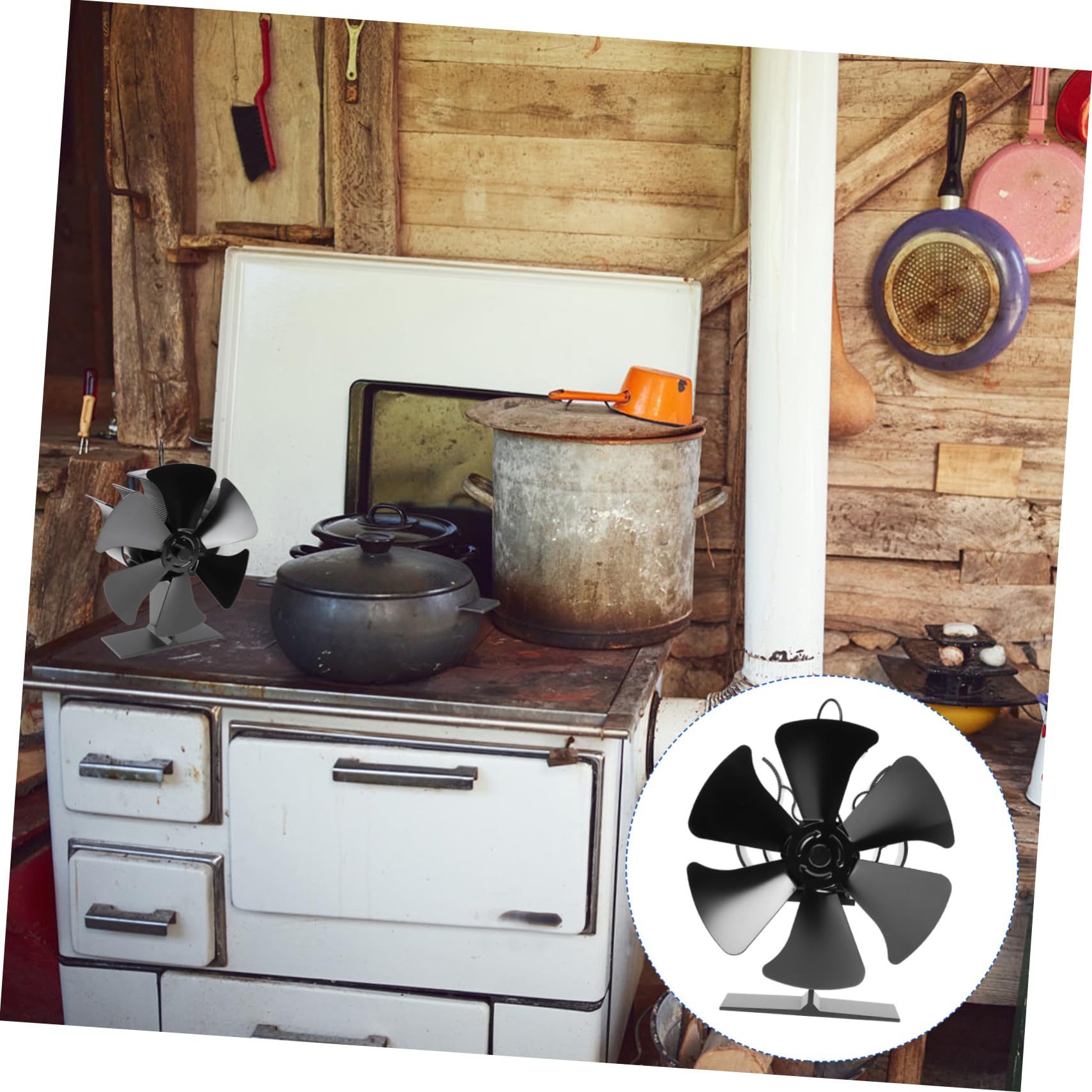PRETYZOOM 2 Ventiladores Térmicos Para Estufas Quemadores De Leña De Aluminio Negro