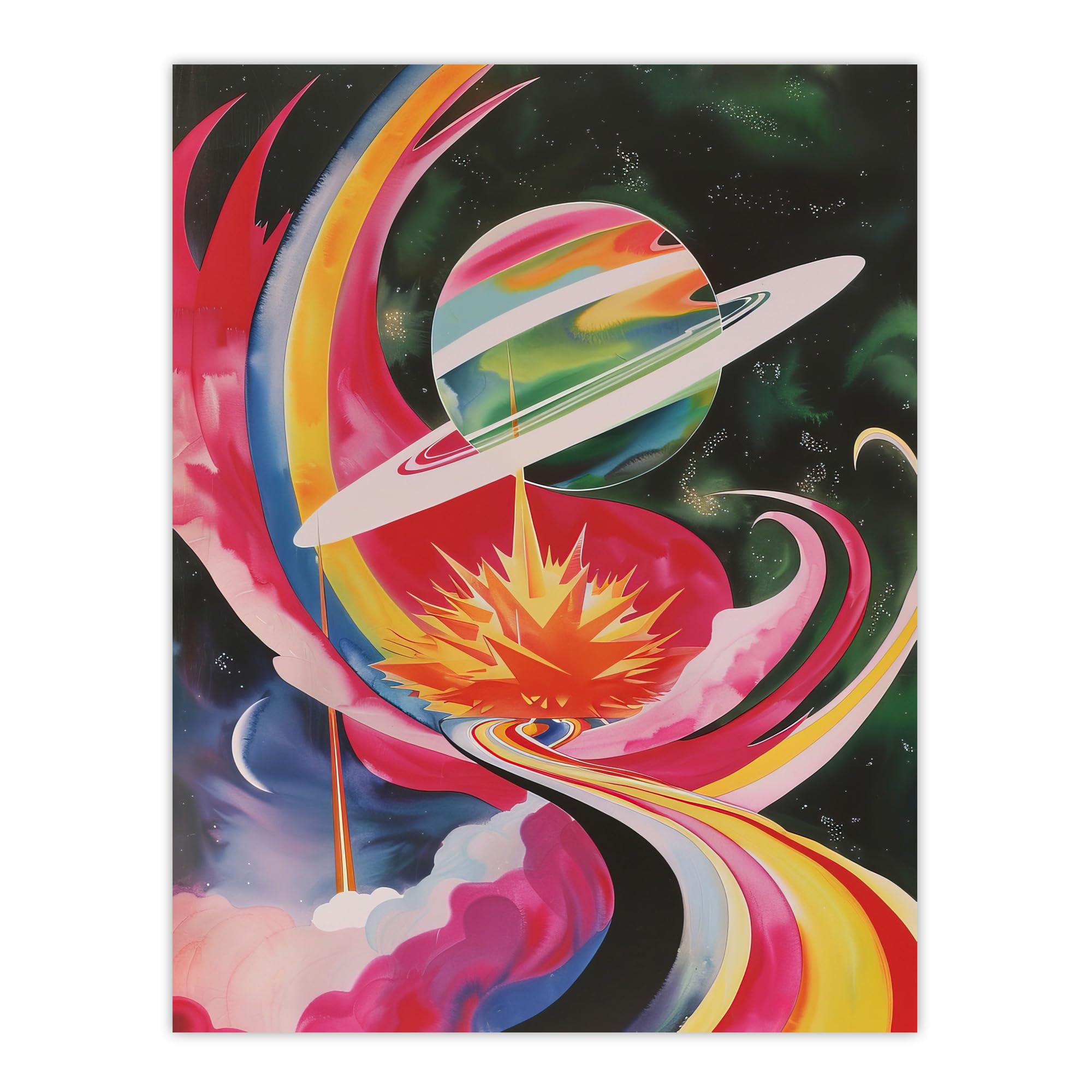 Artery8 Abstract Colourful Planet in Space Artwork Galaxy Kids Bedroom Extra Large XL Wall Art Poster Print
