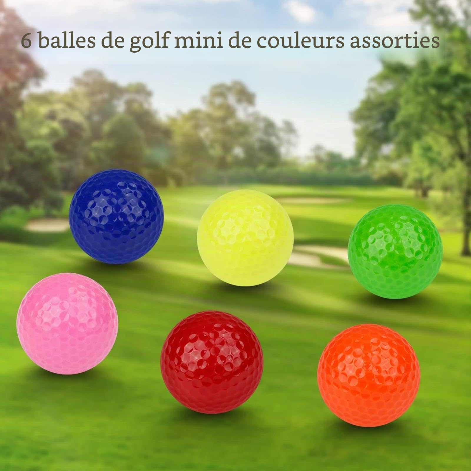 Crestgolf Balle de Golf de Couleur Mixte, Balles de Golf de Practice, Balle d'entraînement de Golf, 2 Styles pour Votre Choix (Six Couleurs)