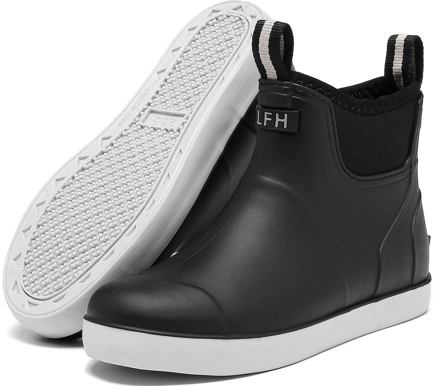 Women’s Rain Boots Waterproof Deck Boots Rubber Garden Boots for Women, Non-Slip Ankle Chelsea Boots for Fishing, Farming, Yard Work, Lightweight Traction Outdoor Short Rain Boots