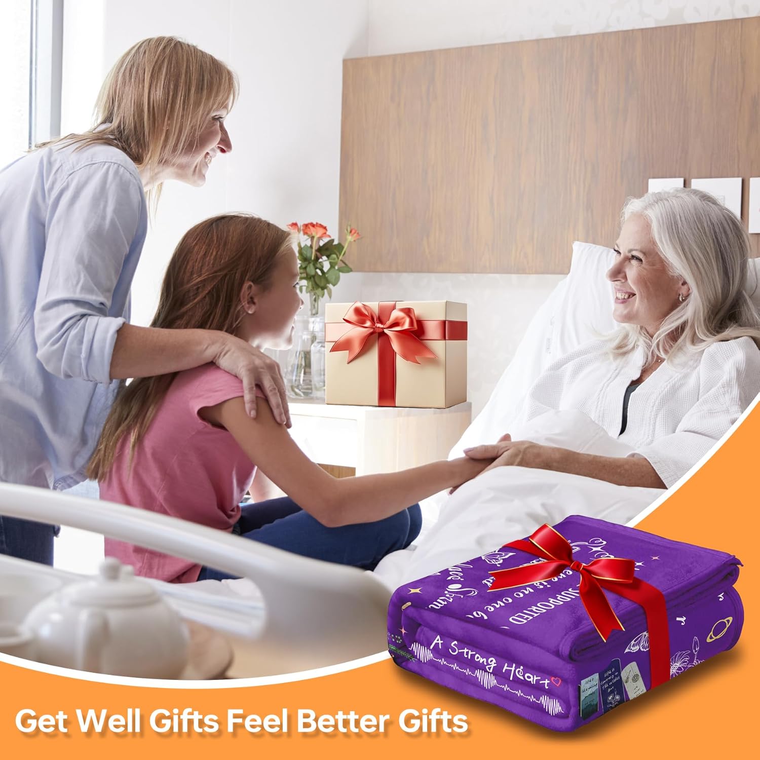 Purple Encouragement Throw Blanket Birthday Gifts for Women 52'' x 60'',Hug Get Well Blanket with Words of Affirmation Inspirational Positive Thoughts and Quotes for Sister Friend,Grandma - Image 4