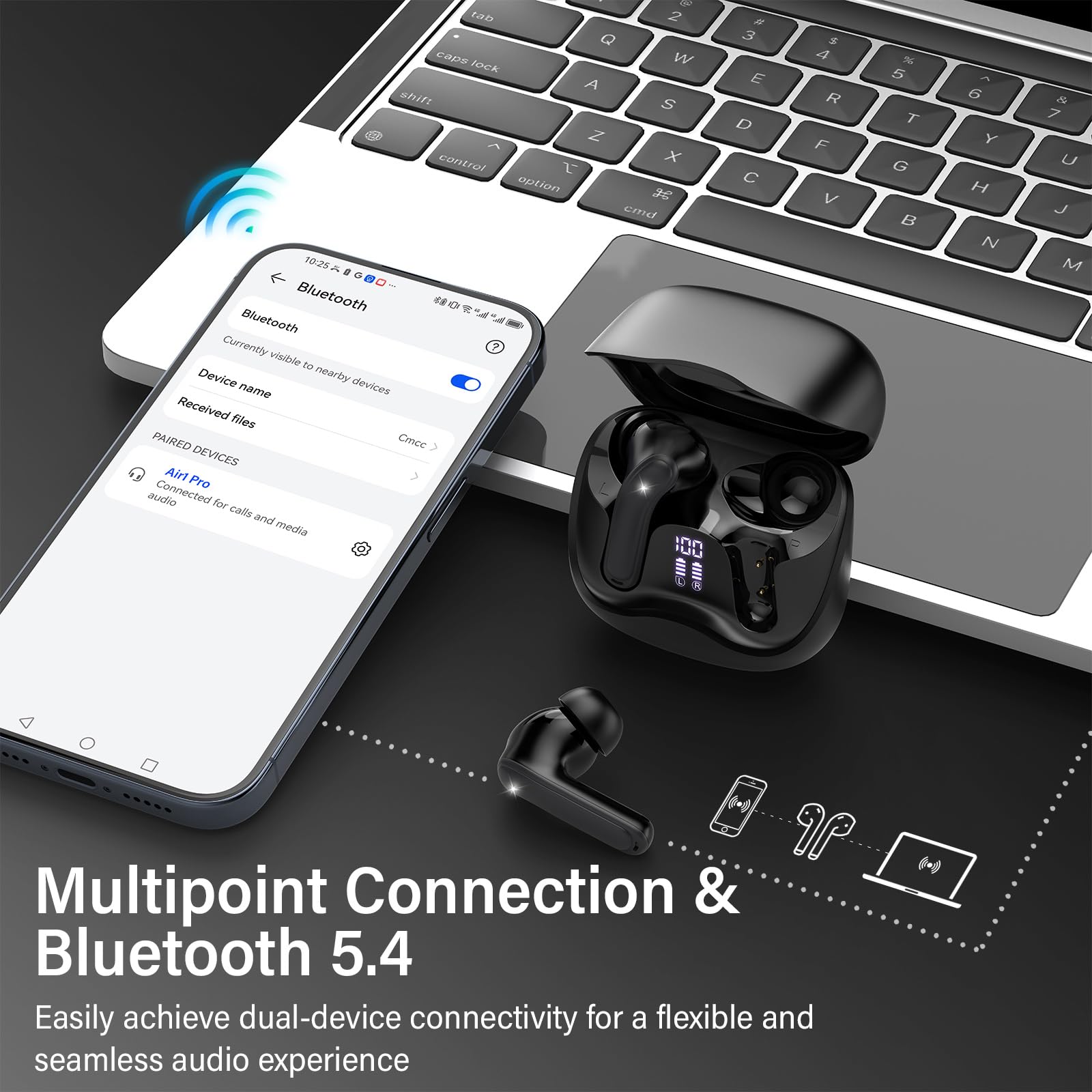 Hybrid Active Noise Canceling Wireless Earbuds, 6 Mics ENC Clear Call Ear Buds, Hi-Res Audio Deep Bass Bluetooth 5.4 Headphones, 48H Playtime, IP7, 8 EQ Modes, Multipoint Connection — view 7