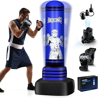 SAIMAND 70'' Freestanding Punching Bag for Adults & Teens - Heavy Boxing Bag with Gloves, Pump & Upgraded Stable Base for MMA Kickboxing Home Gym Training