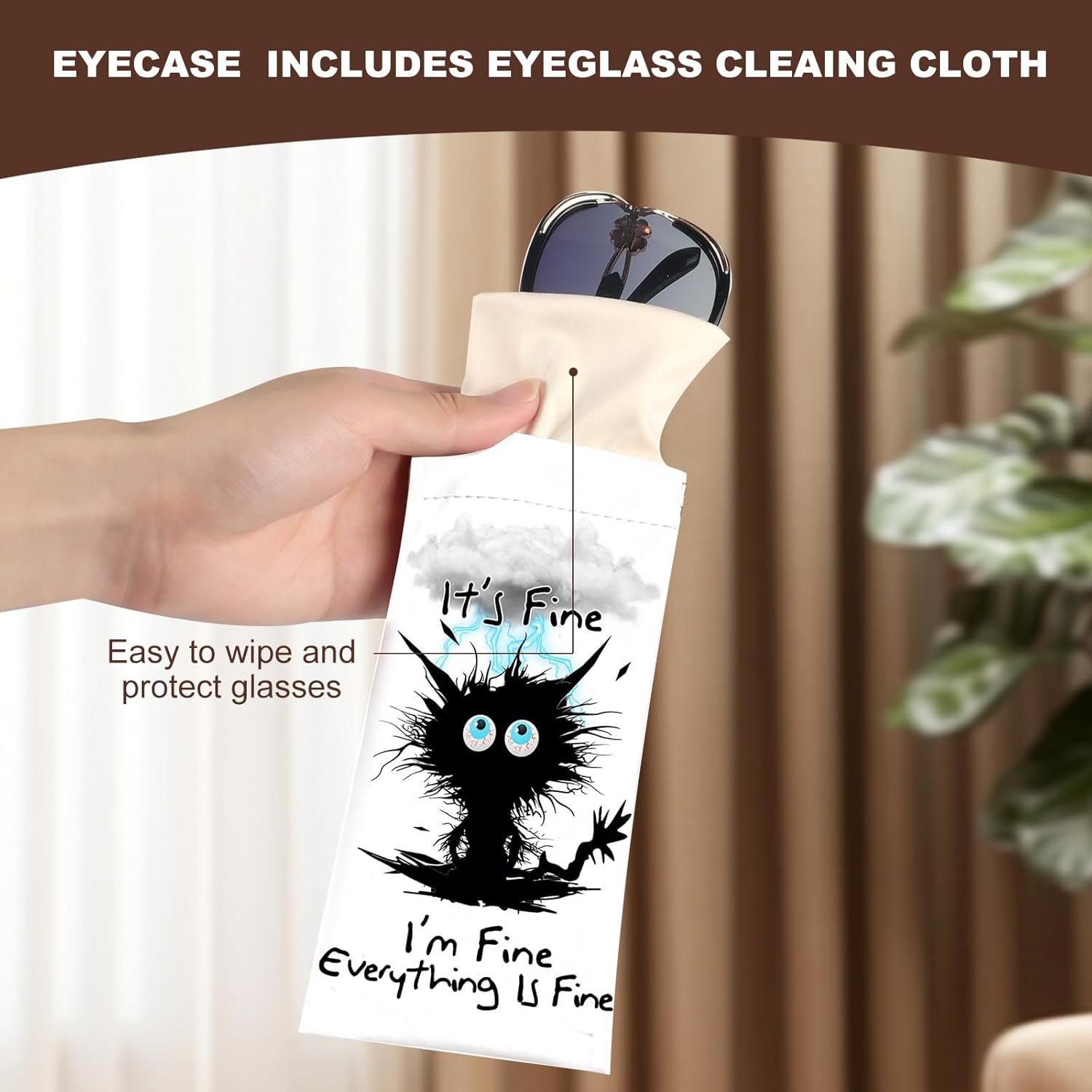 2Pcs Sunglass Eyeglass Glasses Case Soft PU Leather with Cleaning Cloth Cute Glasses Pouch Bag for Men Women Girs - Image 6