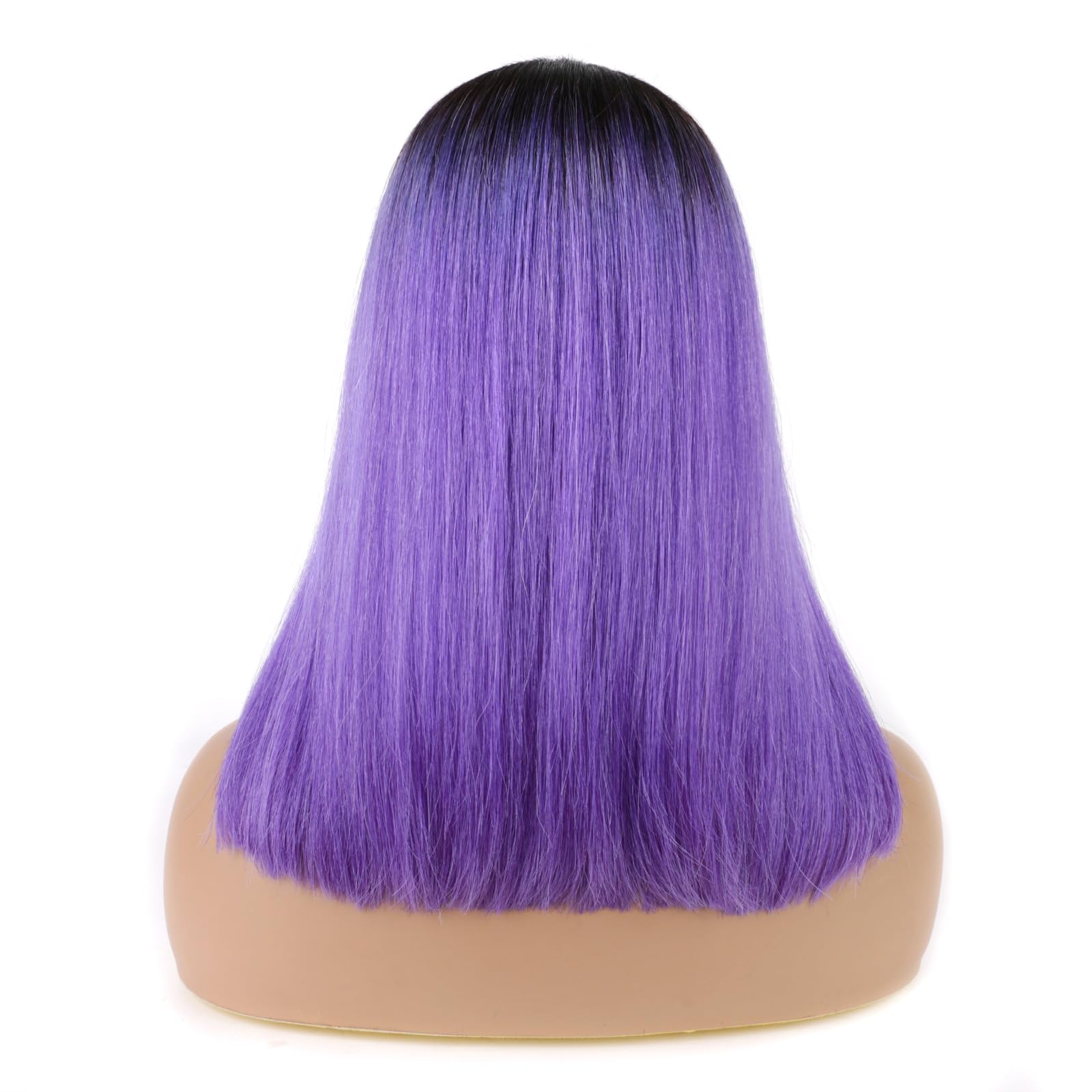 Huarisi 1b to Purple Bob Wigs U Part Human Hair 10 Inch 8a Short Straight Ombre Bob Style No Tangle None Lace U Shape Ombre Bob Wig for Women Look Natural - Image 3