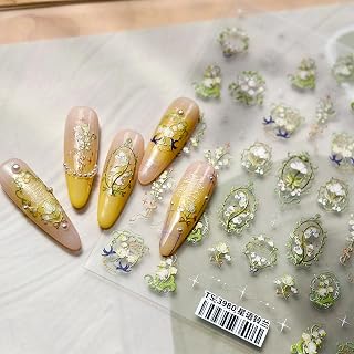 Flowers Nail Art Stickers Decals 3D Self-Adhesive Spring Summer Floral Nail Stickers Flower Plant Nail Decals Supplies for Women Manicure Sliders Decorations 1 Sheets