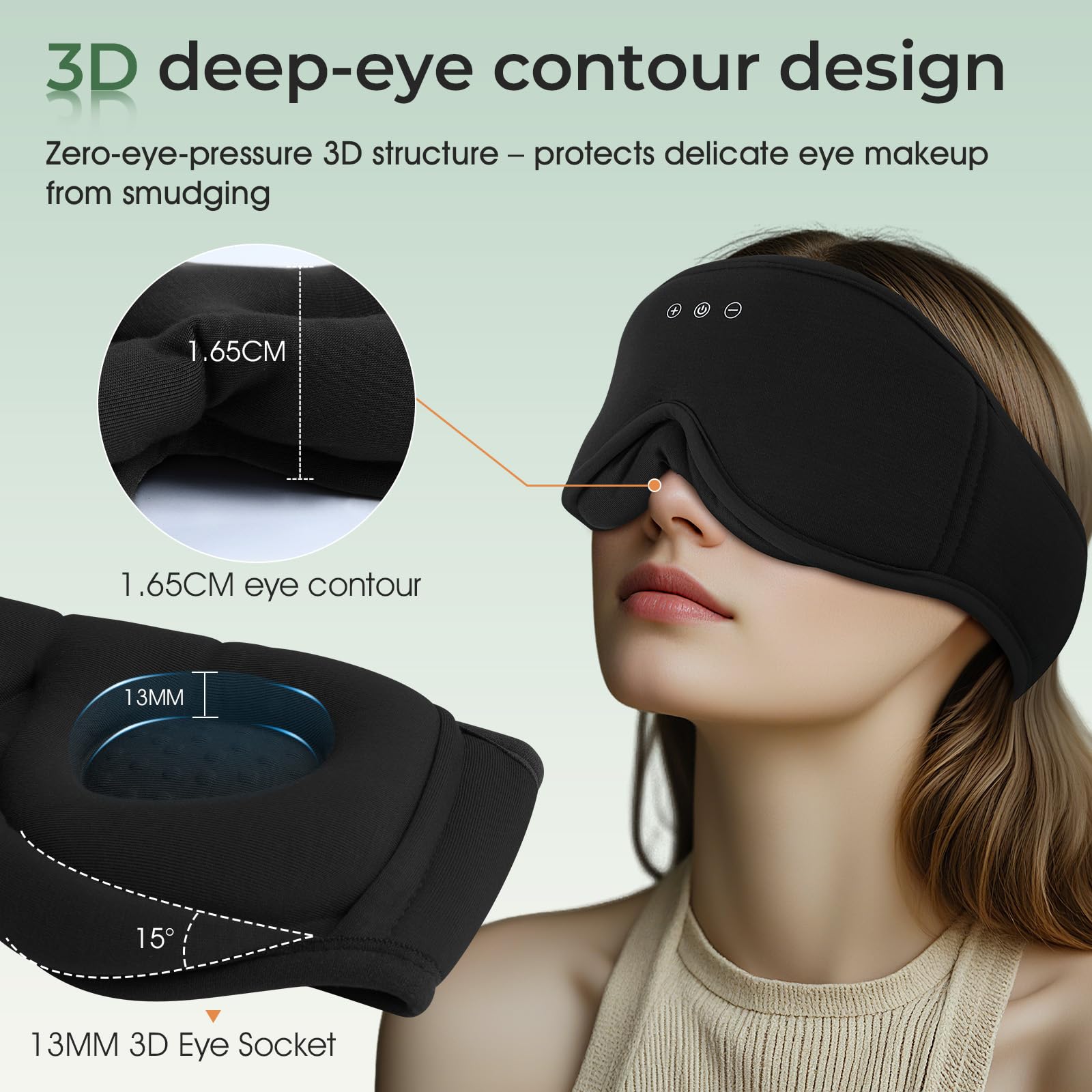 MUSICOZY Máscara de dormir con auriculares Bamboo Black MI