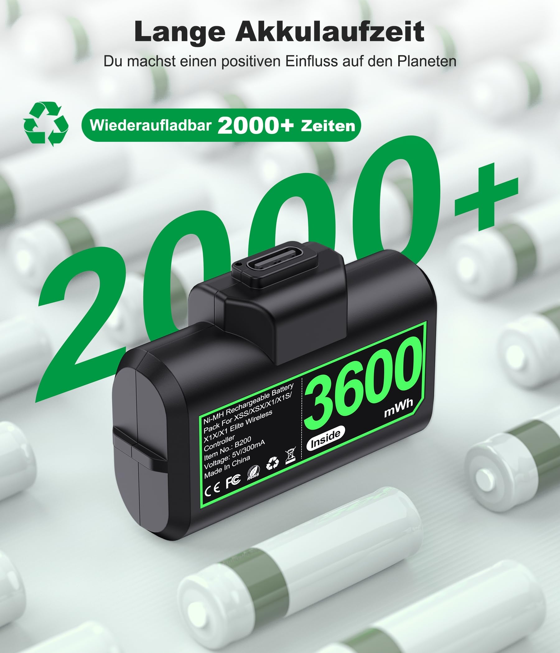 Elegamefy Batteria per controller Xbox Series X/S, batteria ricaricabile per controller Xbox One/One S/One X/Elite