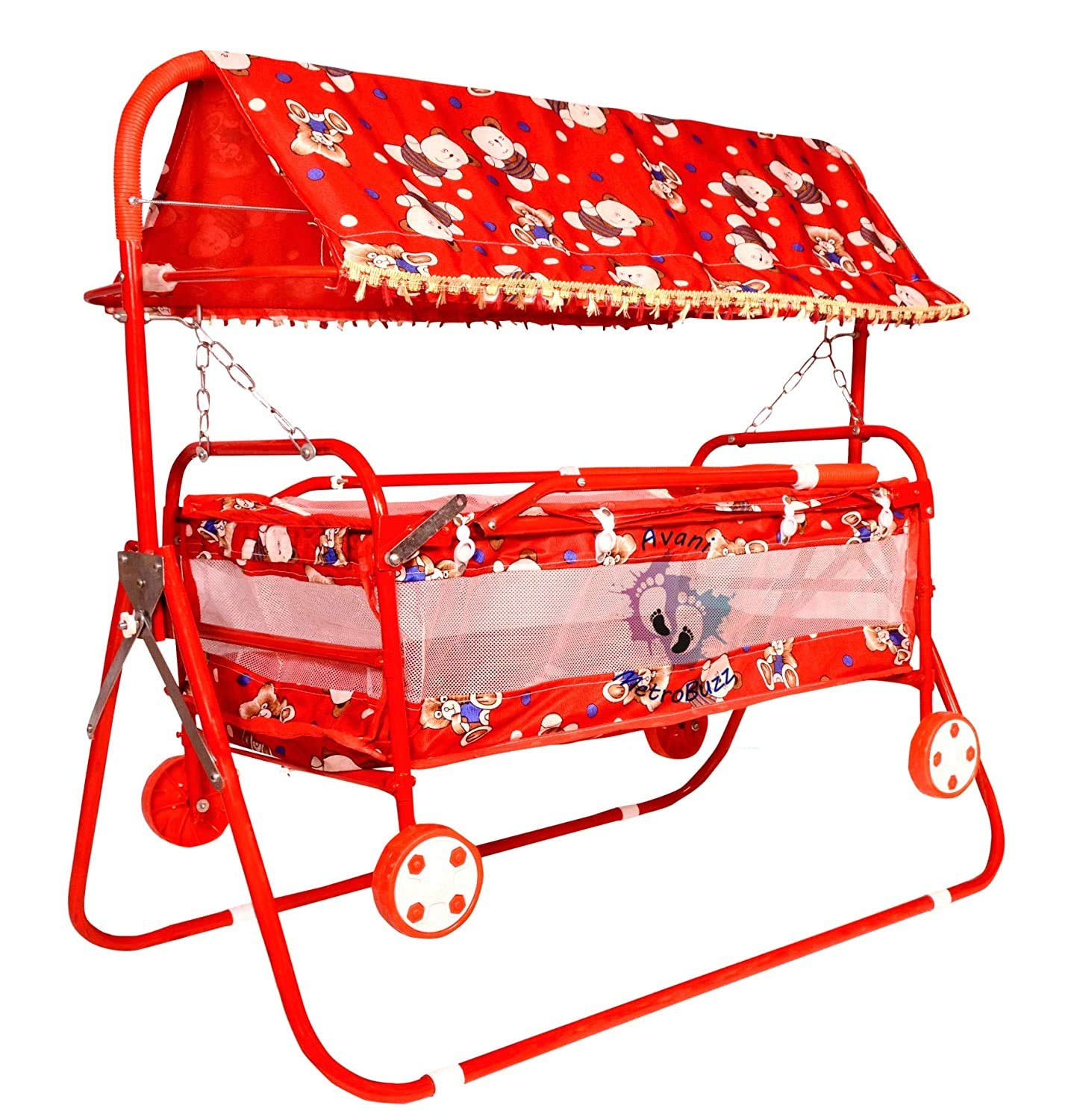 Avani Baby Cradle Cot Cum Stroller (Red01)-image-0
