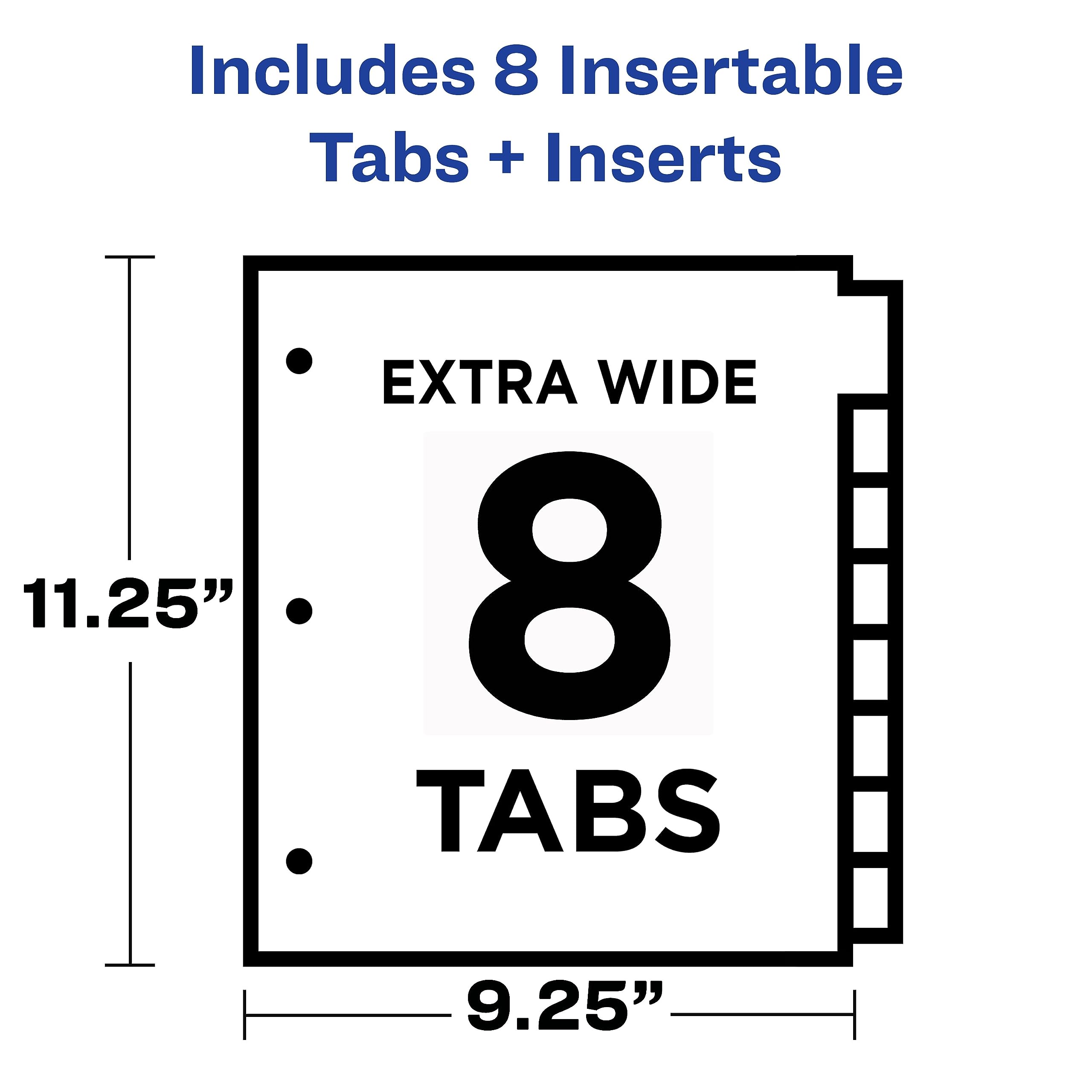 Big Tab Dividers, Two Slash Pockets, 8-Tab, Assorted, 1 Set