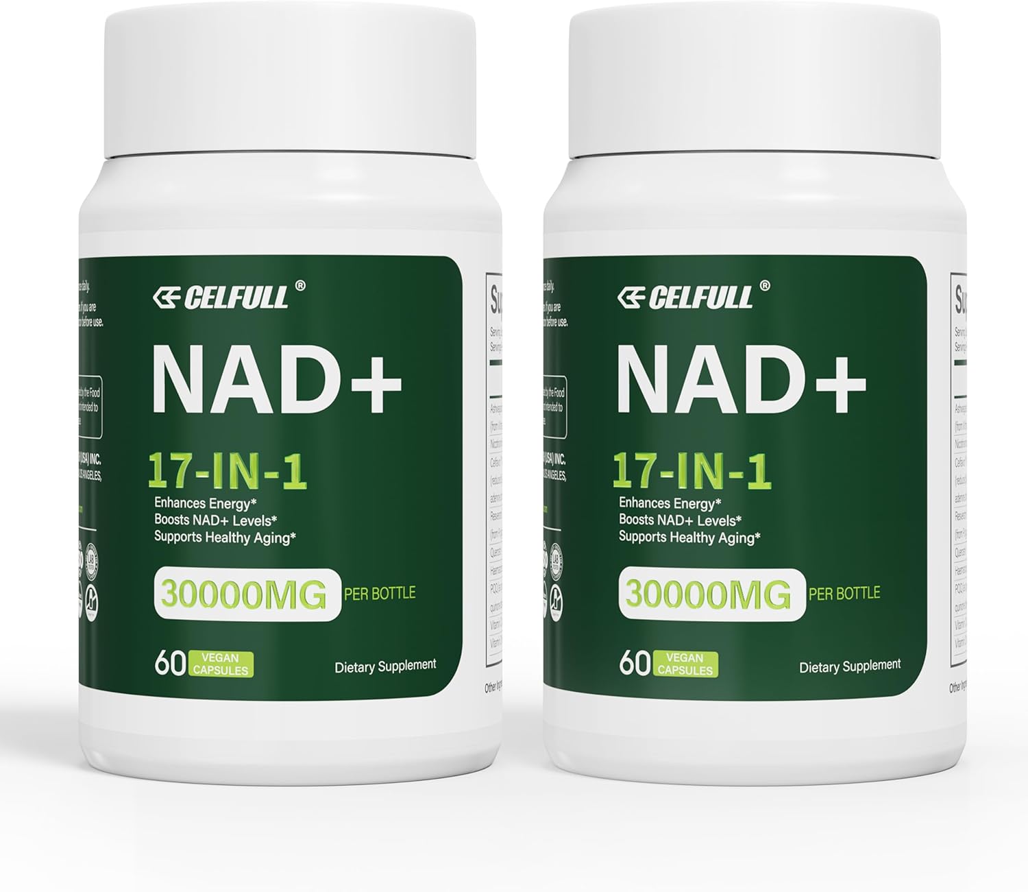 CELFULL NADH Supplement NAD+ with Resveratrol,Nicotinamide Riboside,NAD+ Boosting Supplement for Anti Aging Cellular Energy &Stamina-2Pack