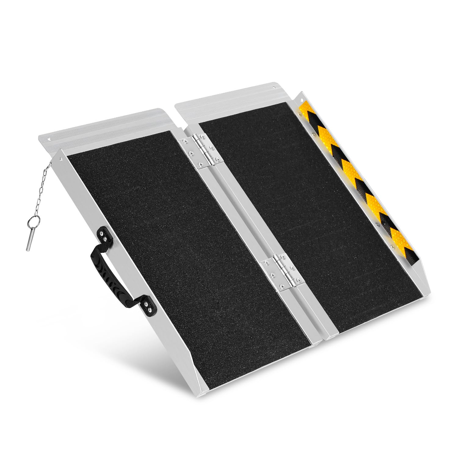 Rampa plegable de aluminio para silla de ruedas de 61 x 73 cm, rampa plegable de aluminio de hasta 270 kg, rampa antideslizante para silla de ruedas, andador, escalones y umbrales de puerta