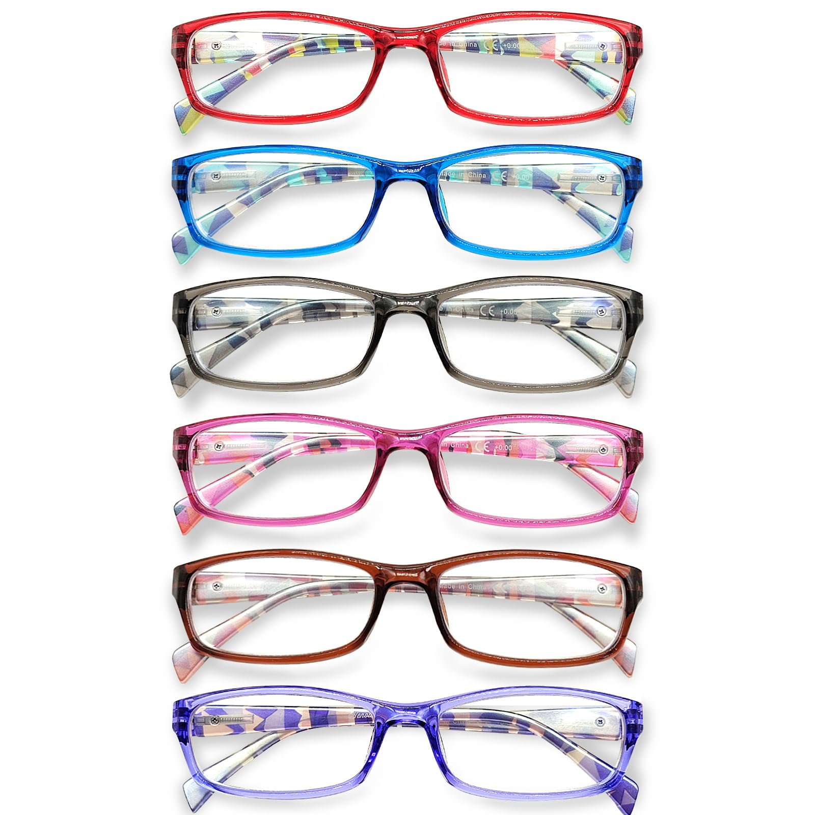 Henotin 6-Pack Reading Glasses Blue Light Blocking Anti Eyestrain Computer Reading Glasses for Women and Men Readers (Mix Color-A, 1.75, Diopters)