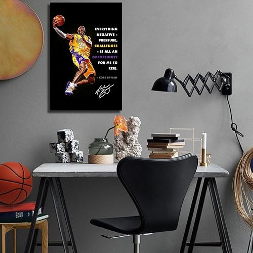 Miniatura 5 de TYPTEK Kobe Bryant - Lienzo inspirador de Mamba negra, póster motivacional con cita de jugador de baloncesto para decoración del hogar y la oficina,