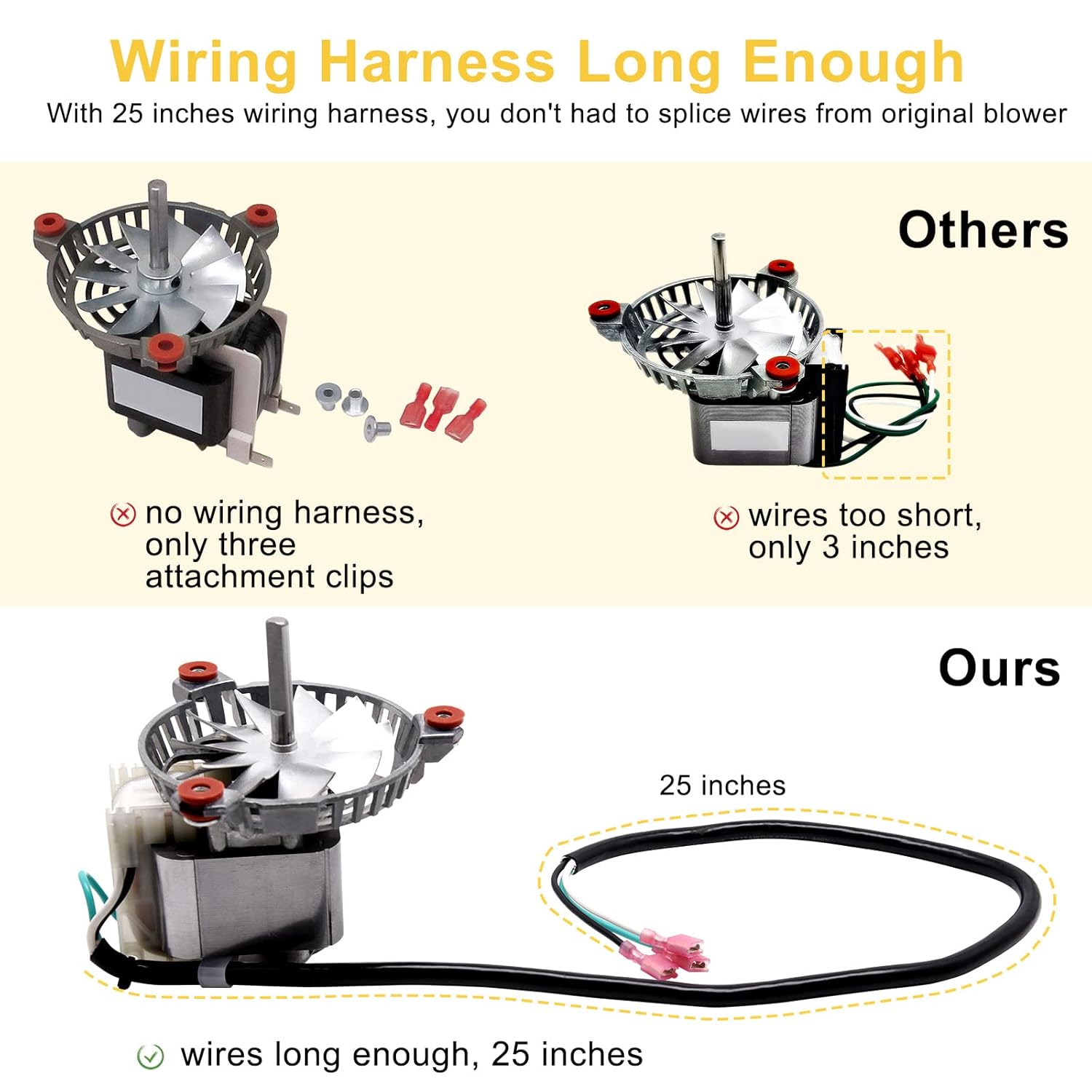 Adviace 3-21-08639 Combustion Blower Exhaust Fan Motor for Harman P38, P43, P61, P61A, P68, Accentra 52i, Advance Pellet Stove, with 5" Double Paddle Exhaust Fan Blade Impeller.