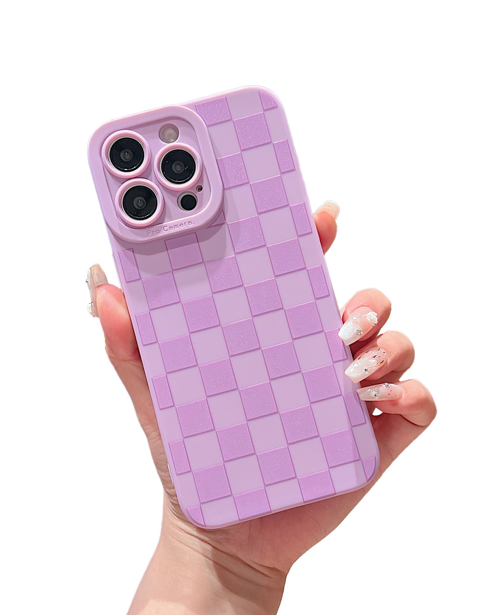 YUMUPIFE Compatible with iPhone 14 Pro Max Case Cute Checkered Pattern Design for Girls Women, Soft Silicone Shockproof Protective Designed for iPhone