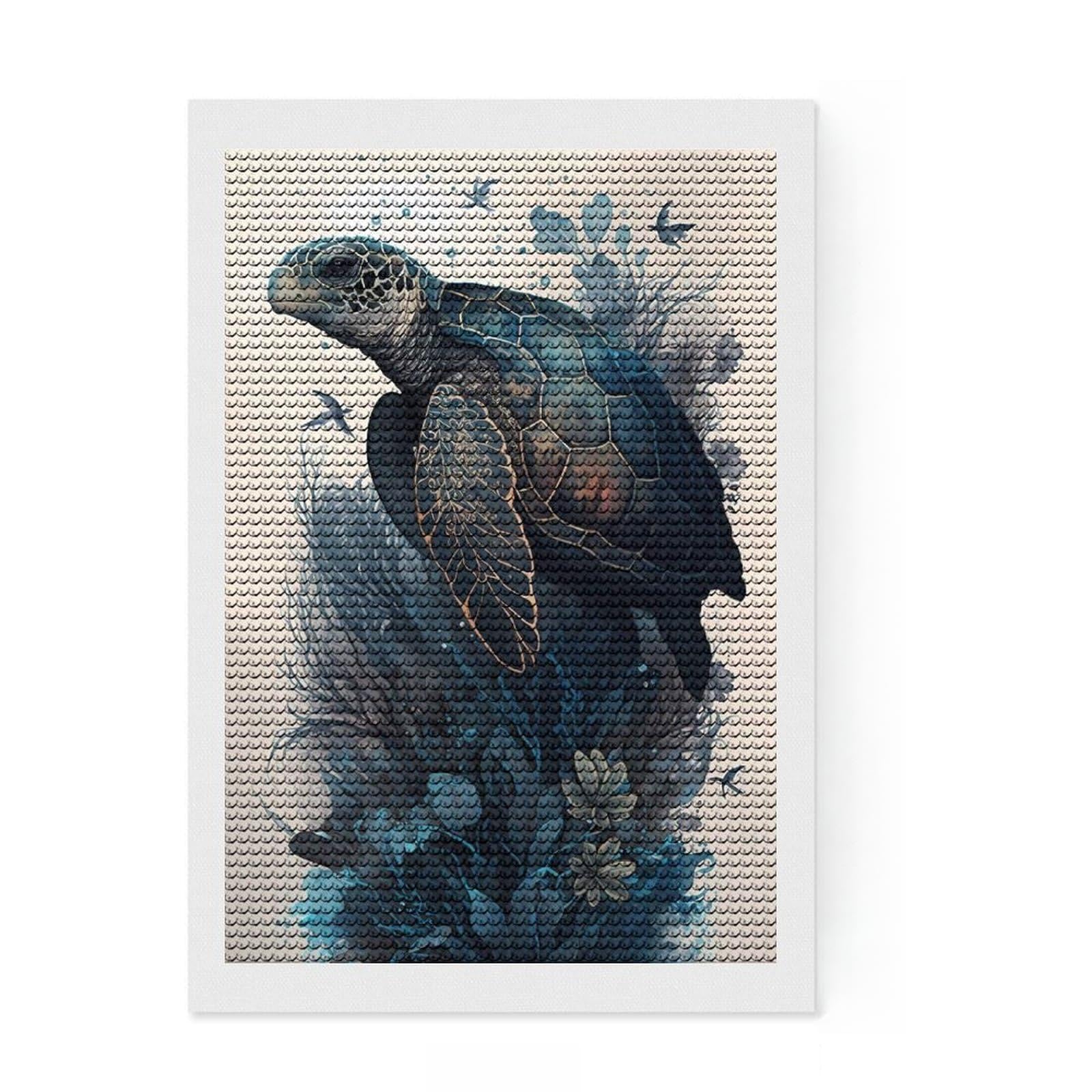 Junmoney Turtle Mythical Diamond Painting Kit 8"x12", for Adults, Full Kit Included, Boho Decor, Thoughtful Handmade Gift, with Tool Kit