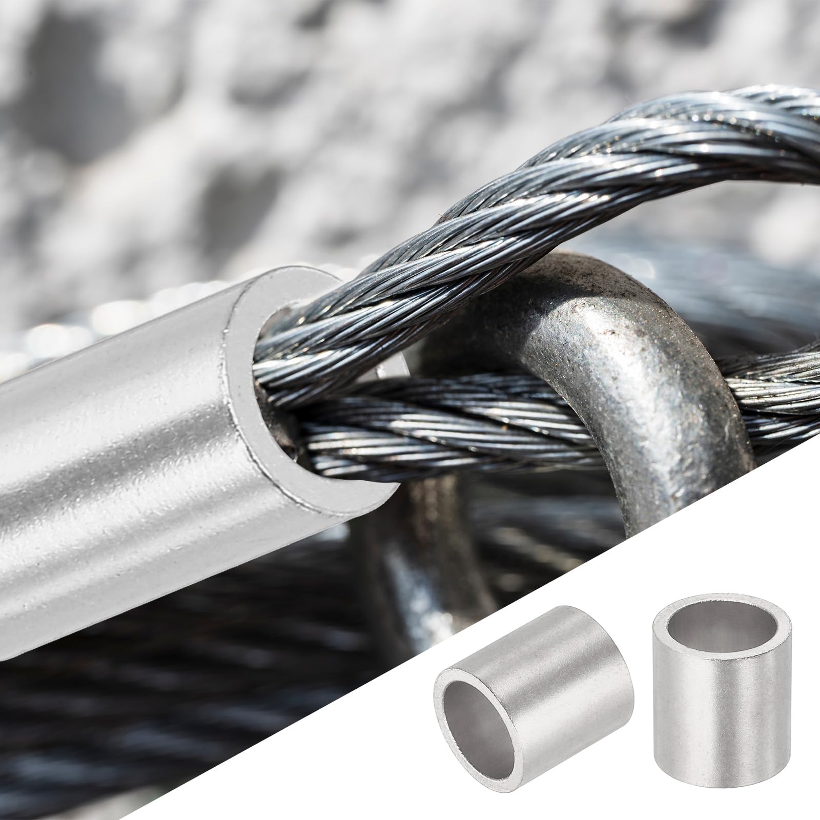 sourcing map Lot de 50 manchons à sertir ronds en aluminium de 10 mm pour câble métallique et virole de câble, argenté