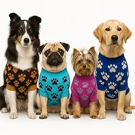 Roupa de Inverno Pet para Cães Pequenos e Médios Estampa de Patinhas Cores Sortidas (Macho, Extra grande)
