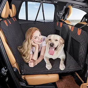 YJGF Back Seat Extender,Dog Seat Cover for Back Seat,Hard Bottom Car Seat Cover for Dogs,Dog Hammock for Car,Back Seat Pet Cover for Dogs(Black)