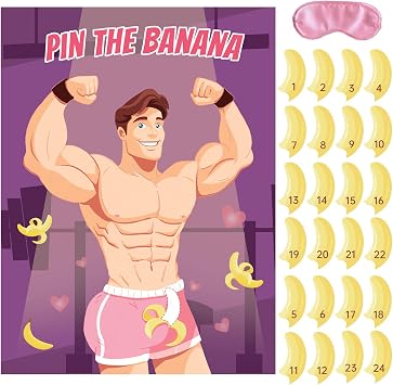 Bachelorette Party Games Pin The Banana Funny Bridal Shower Game for Women, Bachelor Party Supplies with Stickers & 1 Blindfold