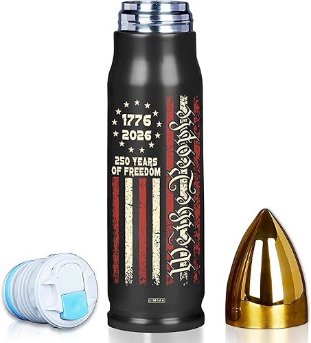 Miniatura 15 de Vaso de acero inoxidable con la bandera estadounidense negra y dorada, vaso aislado al vacío de 17 onzas, regalos patrióticos de Navidad, cumpleaños