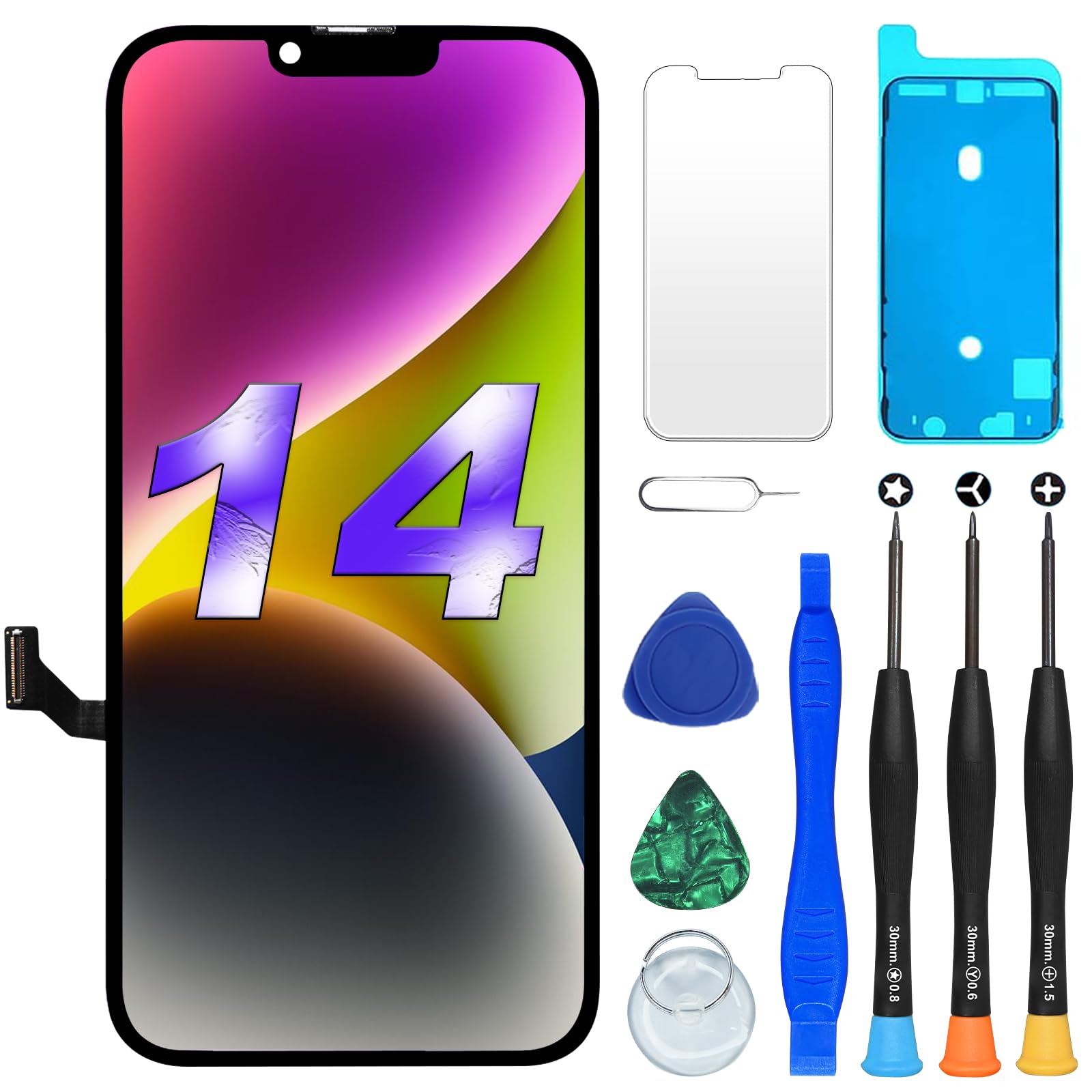 DlGl4U - Display LCD di ricambio per iPhone 14, schermo da 6,1 pollici