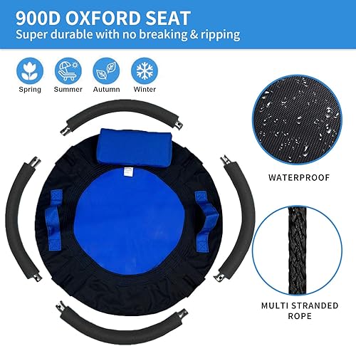 Miniatura 2 de Columpio para árbol de 24 pulgadas, columpio para árbol de telaraña, capacidad de peso de 700 libras, Oxford 900D impermeable con asas, con correas