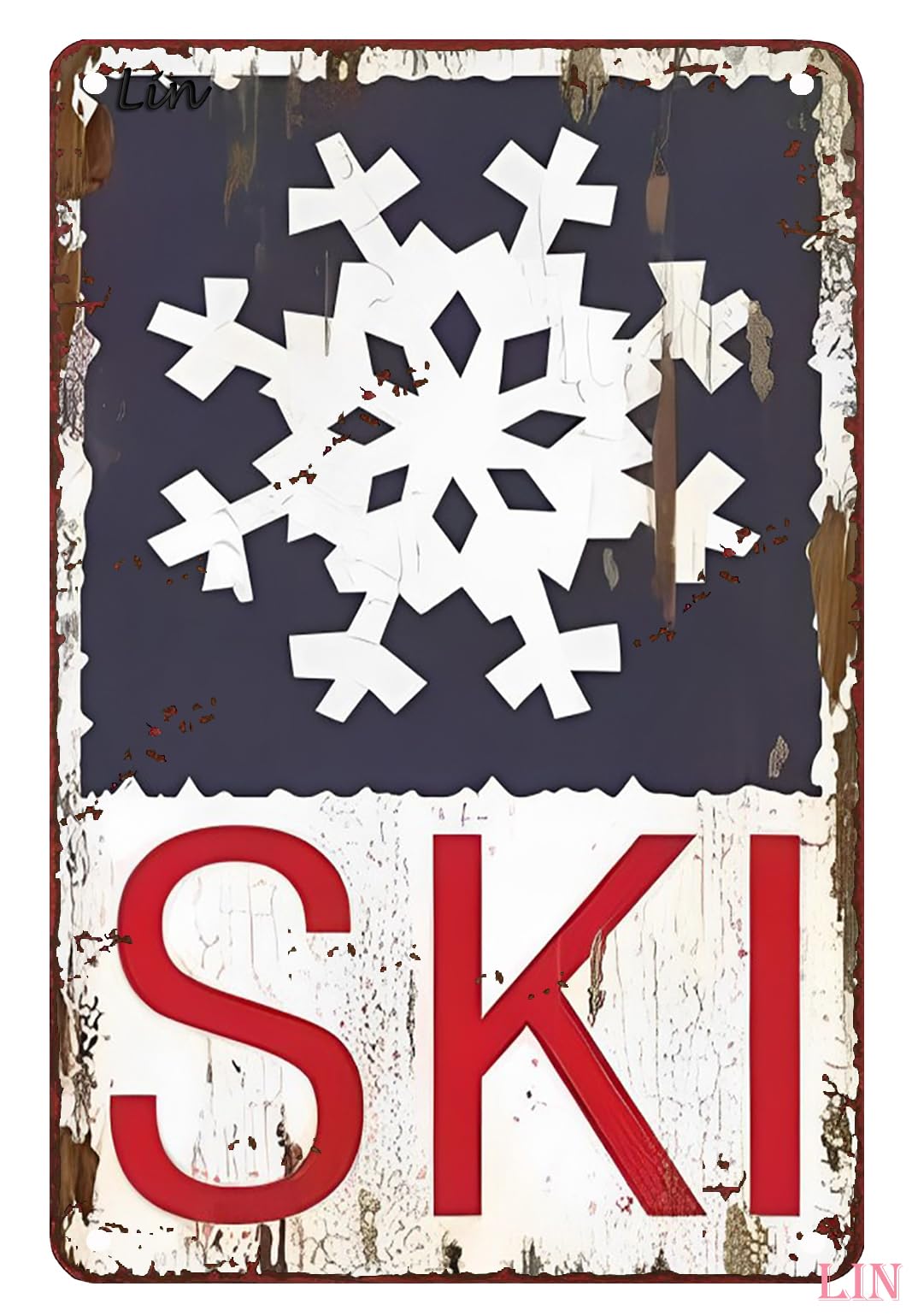 peiyeety Vintage Skiing Ski Snow Flowers Ski Poster Metal Aluminium Tin Sign 8x12 Inch Wall Decor