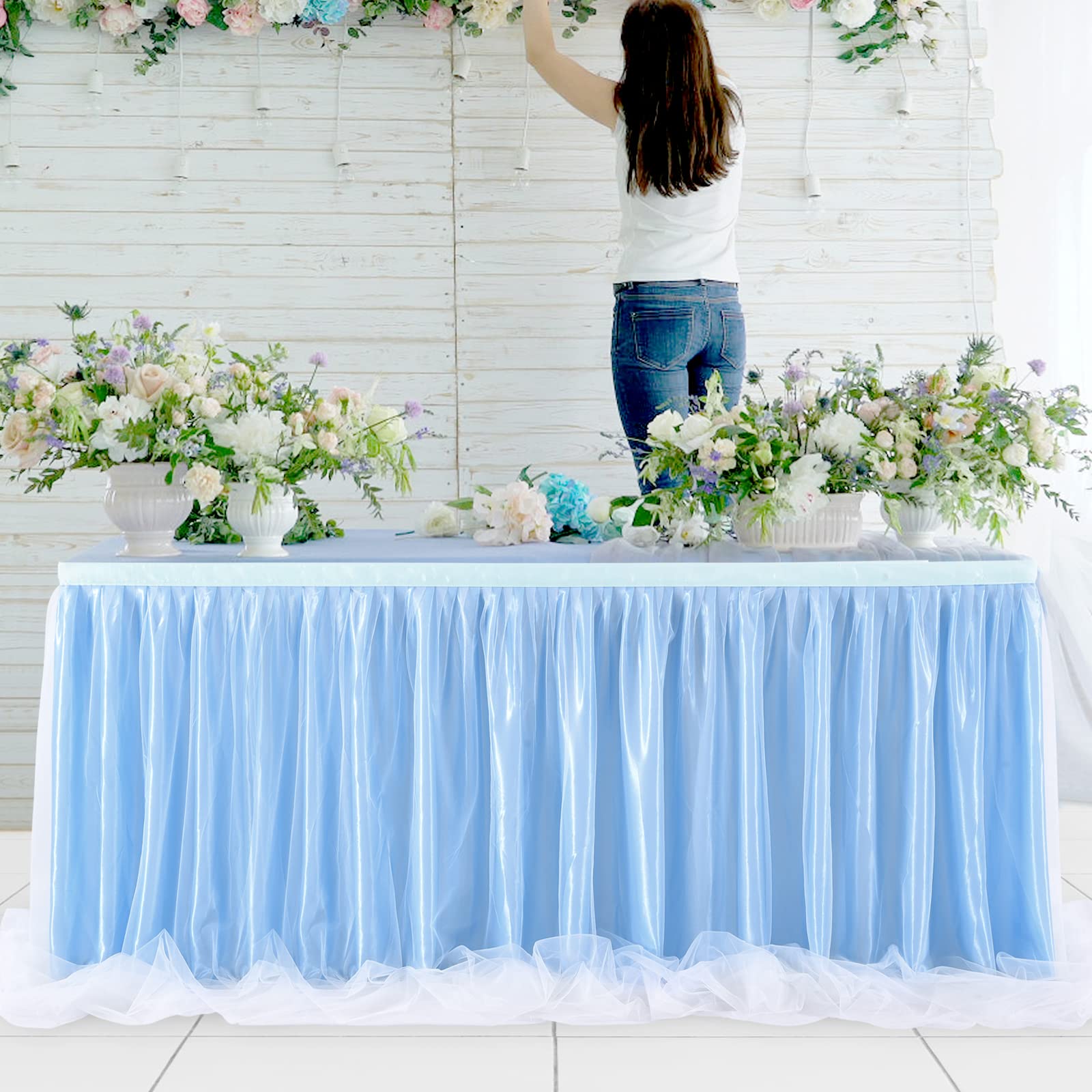 Jupe de table en tulle blanc à paillettes - douce-fantaisie