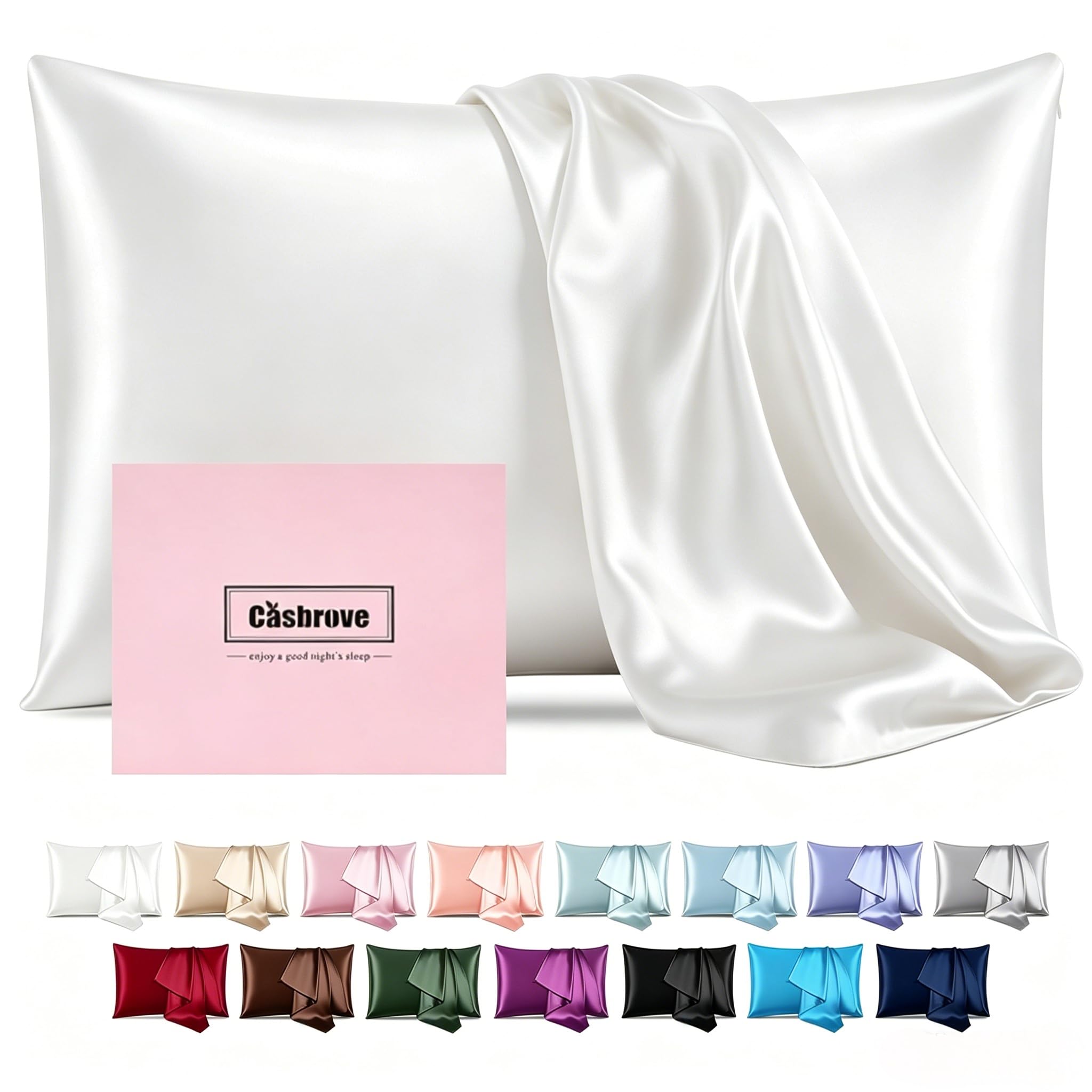 Silk Pillow Case for Hair and Skin Mulberry Silk Soft Breathable Smooth Double Sided Natural Pillowcase with Zipper Beauty Sleep 1 Pack as Gift (King, White) โ image 1