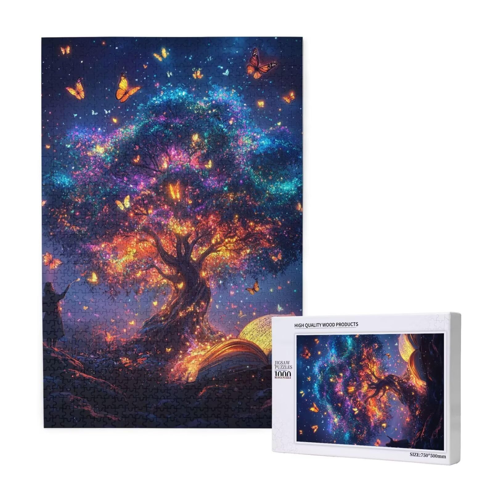 Papillon Puzzle Arbre 3000 Pièces Adultes, DIY Puzzles Classiques Art avec Boîte d'emballage et Photos de Référence, Relaxation/Soulagement du Stress/Jeux Amusants, Creatif Cadeau pour Femme M-1506