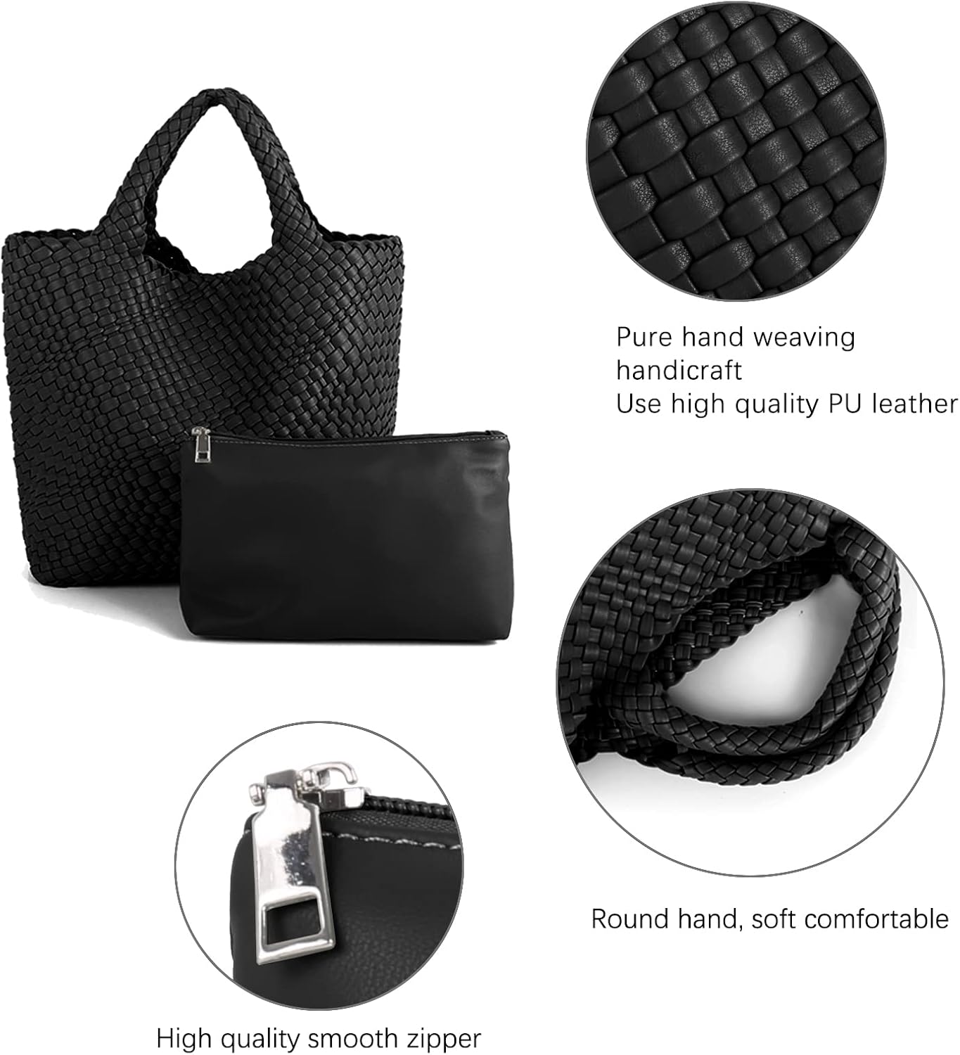 Hand Woven Bag Tote BagS For Women Top Handle Shoulder Vegan Leather Large Travel Beach Hobo Handbag