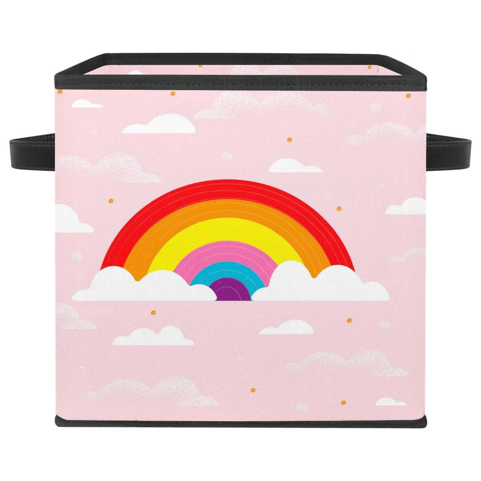 Boîte de rangement pliable en tissu rose pour éliminer le désordre des jouets et vêtements