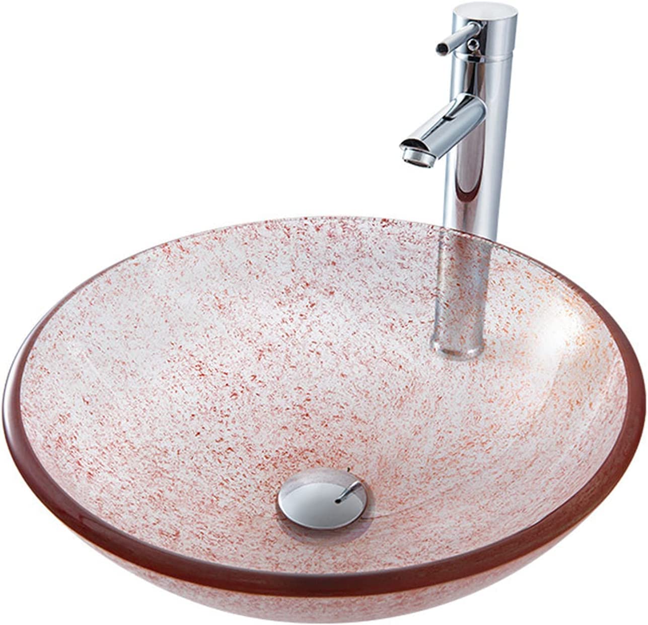 Vasque à poser en verre trempé haut de gamme style Cherry Blossom avec robinet de salle de bain