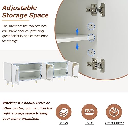 Miniatura 13 de LUMISOL Soporte de TV moderno para TV de 75 pulgadas + consola de TV con armarios de puerta de cristal, centro de entretenimiento de madera con