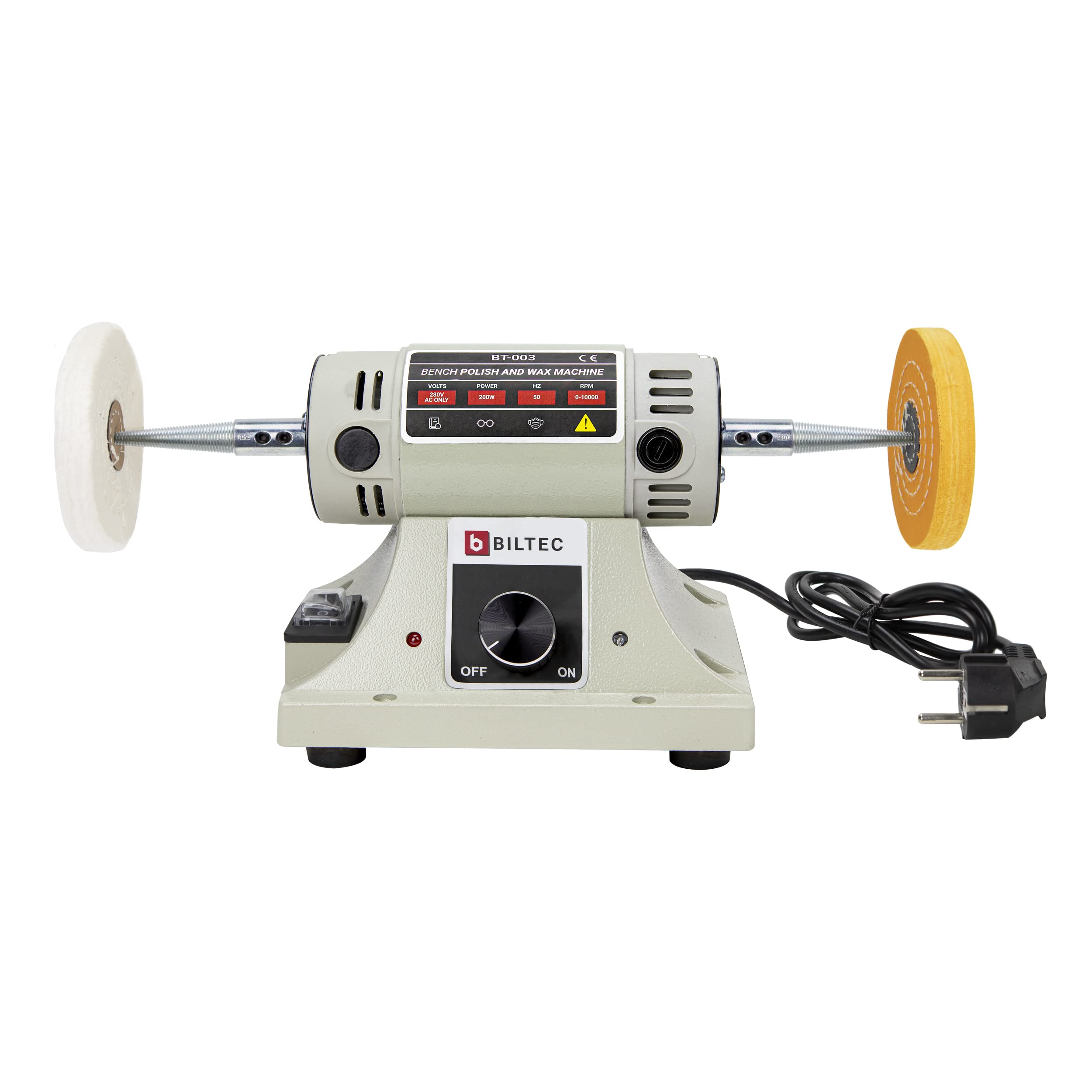 Lucidatrice da Tavolo Con 2 Cuscinetti da 75 mm, 200 W, Spina Europea, 10.000 Giri/Min, Elettrica, Piccola