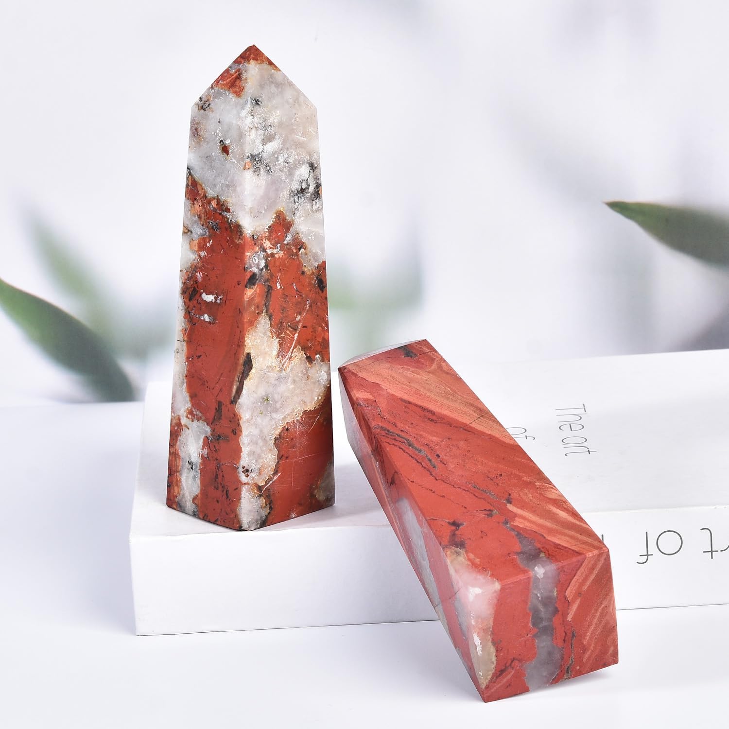 JIC Gem Red Jasper Crystal Tower Large Healing Crystal Wand 4 Faceted Point Obelisk Reiki Meditation Gemstone Decoration 0.6-1.1 Lbs - Image 3