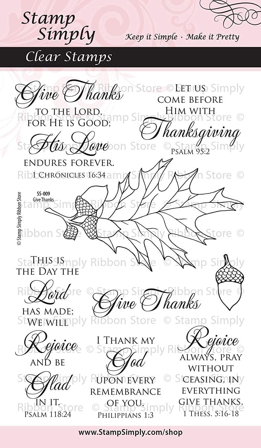 Clear Stamps Thanksgiving Give Thanks Christian Religious 4x6 Inch Sheet - 8 Pieces