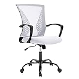 Office Chair Ergonomic Desk Chair Mesh Computer Chair with Lumbar Support Armrest Mid Back Rolling Swivel Adjustable Task Chair for Women Adults, White