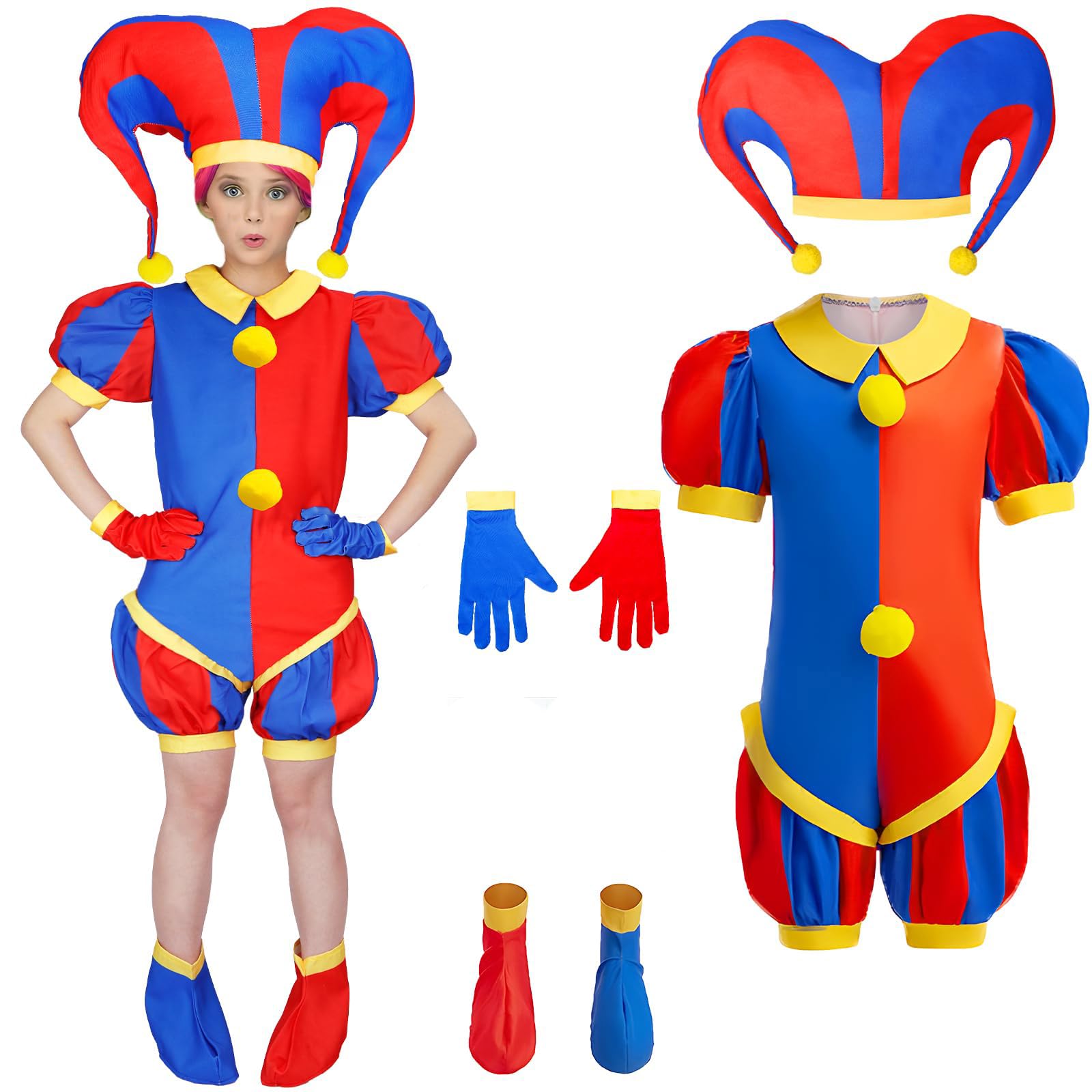 Amazing Circus Costume Merch Pomni Costume Fancy Dress Sets and Kits Cosplay Outifit for Carnival Halloween A01 140